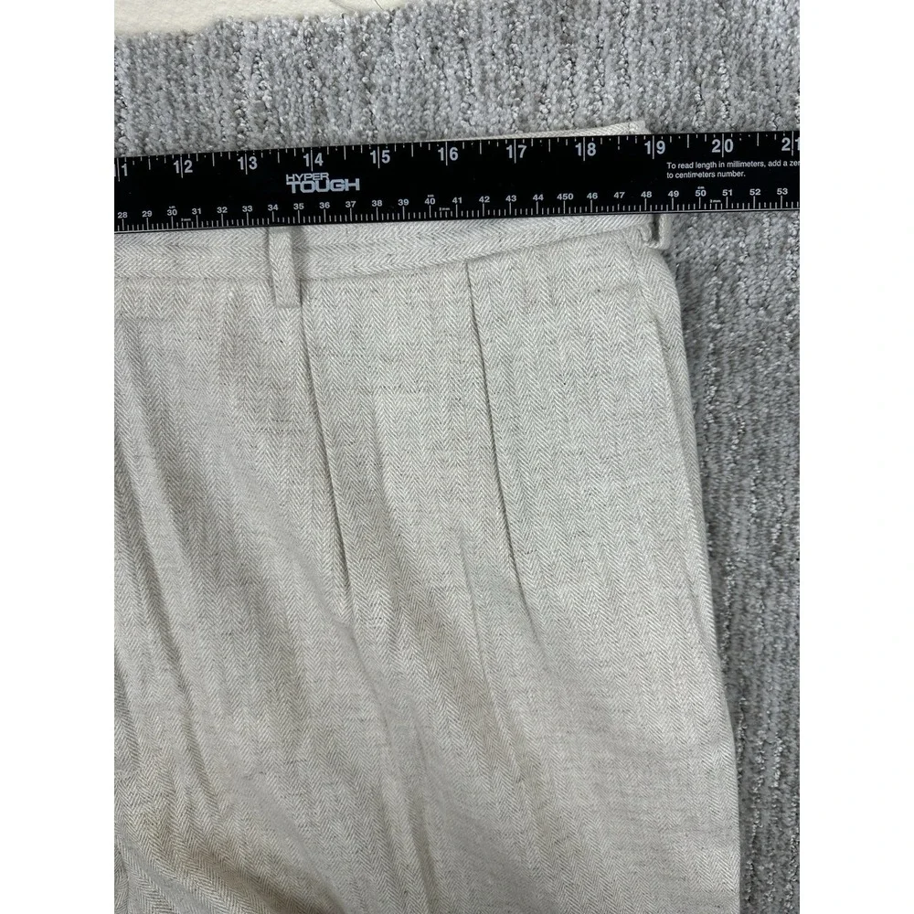 Vintage Polo Ralph Lauren Pants Men 38x34 (Fit 38x29) Beige Linen Double Pleated
